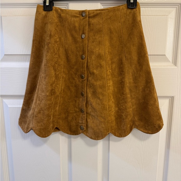 The Impeccable Pig Dresses & Skirts - Brown Faux Suede Button-Up Skirt